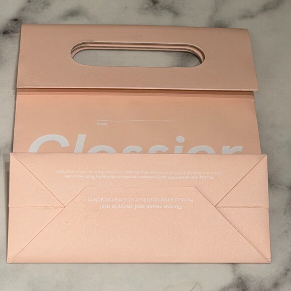Glossier Pink Gift Bag White Logo Shopping Bag Collectible 6.5x5.5 Excellent - Picture 3 of 4